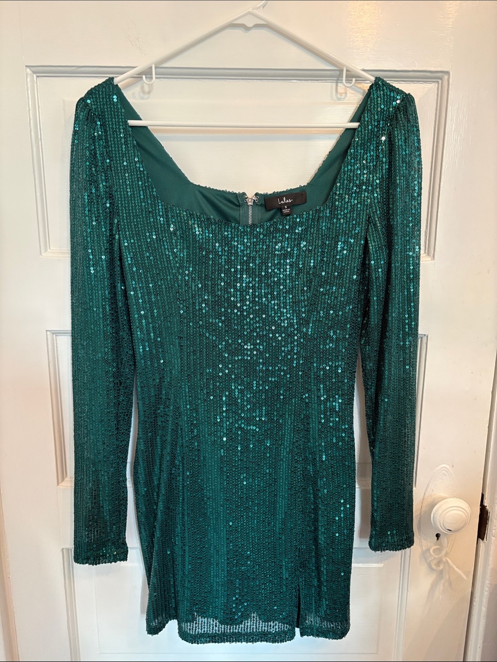 Lulu's Teal Green Sequin Long Sleeve Mini Dress